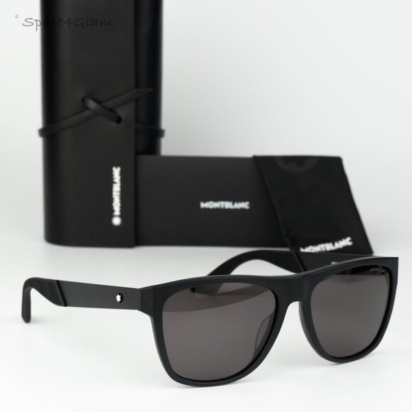 Montblanc Women Sunglasses Matte Black Grey Square MB0298S 001 BRAND NEW main image 5